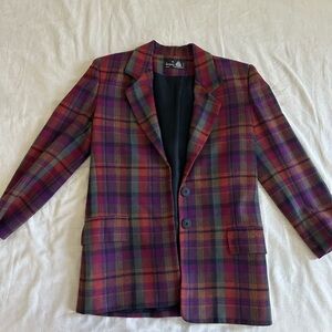 Jones New York Multicolor Plaid Blazer